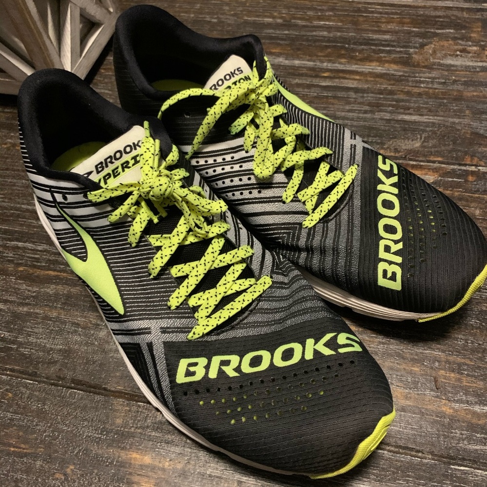 Brooks Black and Neon Green Athletic Shoes